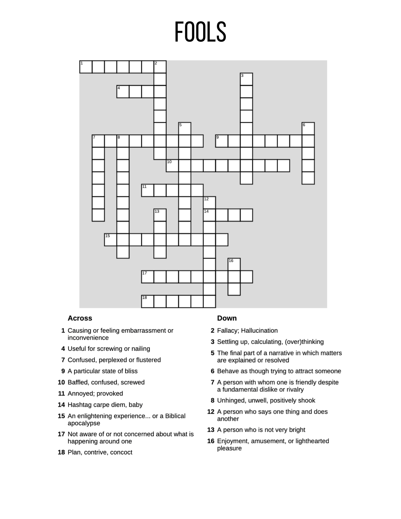 Fools Crossword Puzzle Lucy Lennox